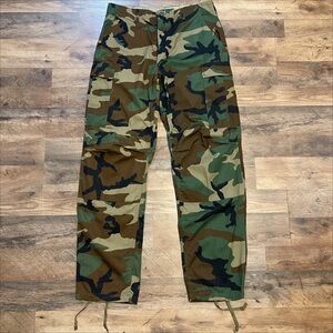 Vintage | Military Woodland Camo Cargo Pants | Drawstring Hem | Utility
